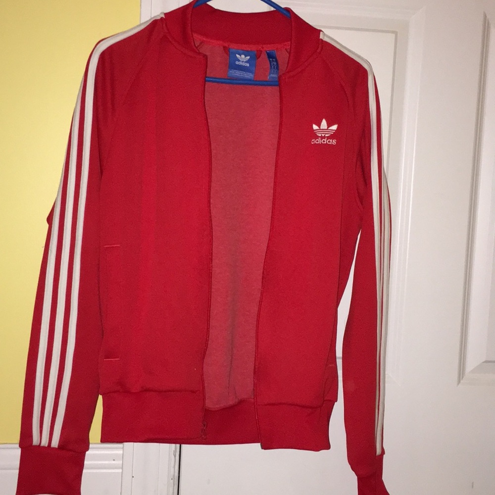 Red adidas zip up jacket